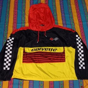 Corvette Checker Sleeves Retro Car Pullover Windbreaker Jacket GM Ladies
